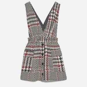 ZARA Pocket plaid pinafore dress bloggers favorite